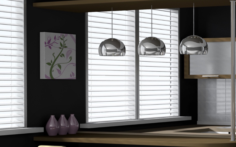 Blinds in modern kitchen